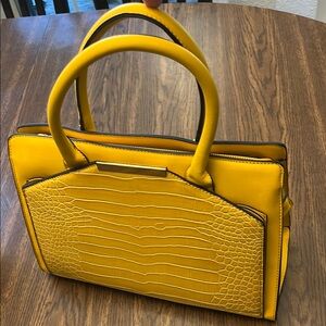 Elegant Yellow Croc-Embossed Satchel